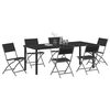 vidaXL Garden Dining Set Folding 7 pcs Black Powder-Coated Steel