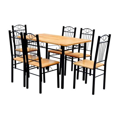 Dining Table and 6 Chairs - Light Wood