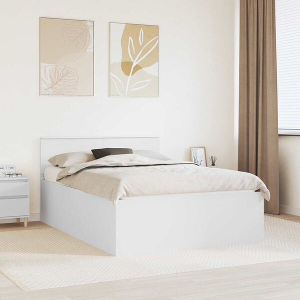 vidaXL Bed Frame with Headboard White 150 x 200 cm Engineered Wood