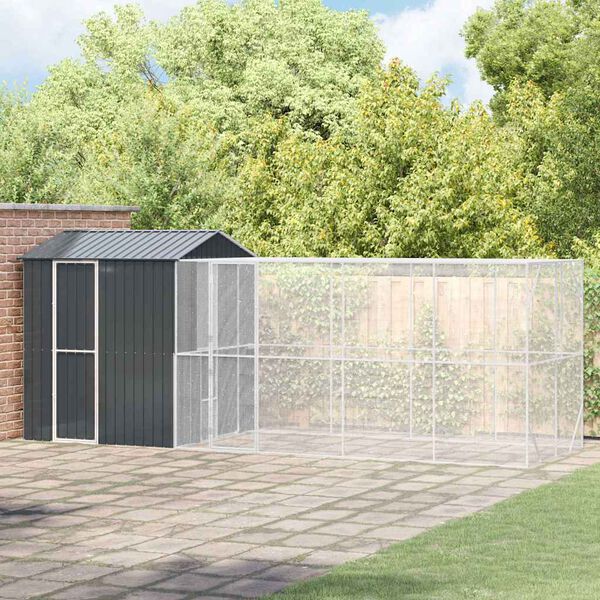vidaXL Bird Cage Anthracite 621 x 208 x 247 cm Galvanised Steel