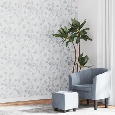 vidaXL Wallpaper 3D Flower Pattern Grey