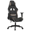 vidaXL Massage Gaming Chair with Footrest Black and Taupe Fabric