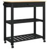 vidaXL Kitchen Trolley MONZA Black 84 x 40 x 88.5 cm Solid Pine Wood