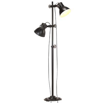 vidaXL Floor Lamp with 2 Lampshade Black E27 Cast Iron