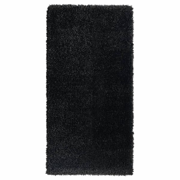 vidaXL High Pile Shaggy Rug Black 100x200 cm 50 mm