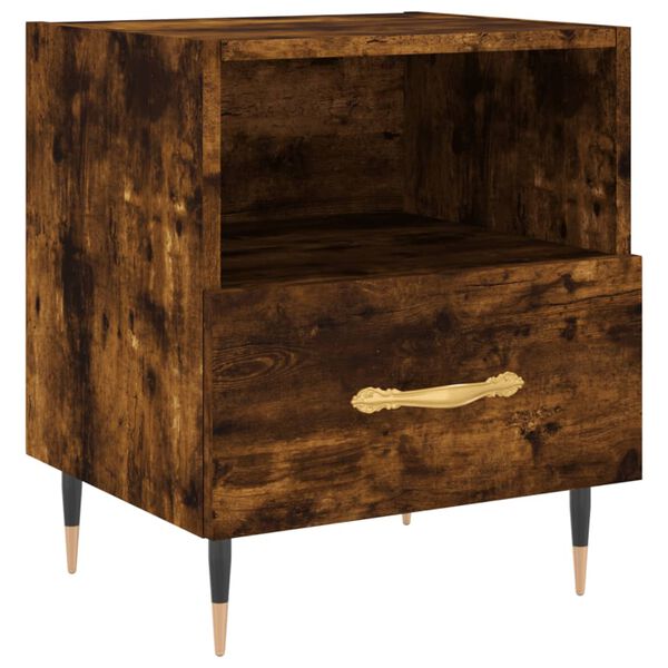 vidaXL Bedside Cabinet Smoked Oak 40x35x47.5 cm Engineered Wood