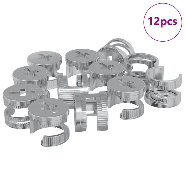 vidaXL Cam Lock Nuts 12 pcs Silver 12 x 10 mm Metal