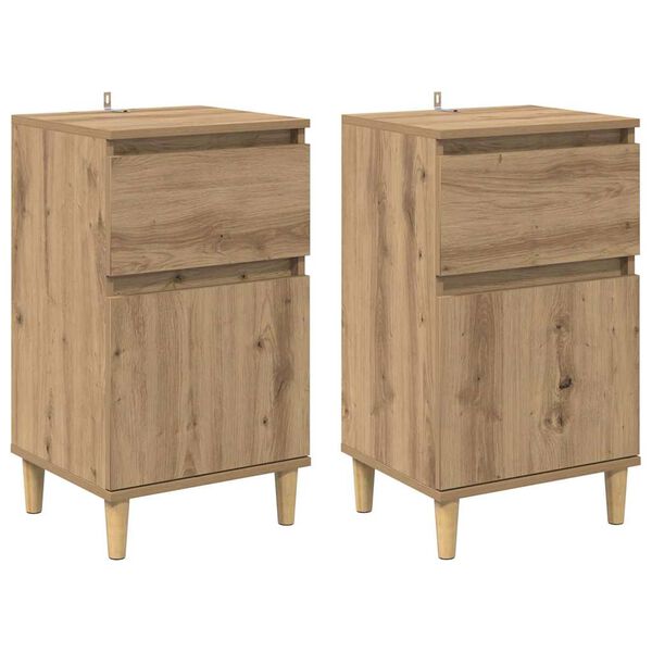 vidaXL Bedside Cabinet with Drawer 2 pcs Artisan Oak 40 x 35 x 70 cm