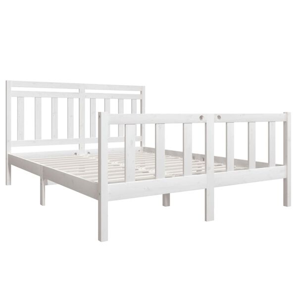 vidaXL Bed Frame without Mattress White King Size Solid Wood