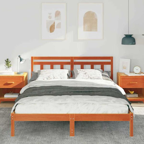 vidaXL Bed Frame Brown 160 x 200 cm Solid Pine Wood
