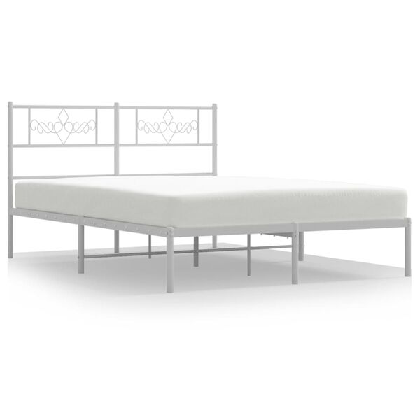 vidaXL Metal Bed Frame without Mattress with Headboard White 120x200cm