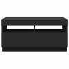 vidaXL TV Cabinet with LED Lights Black 80x35x40 cm