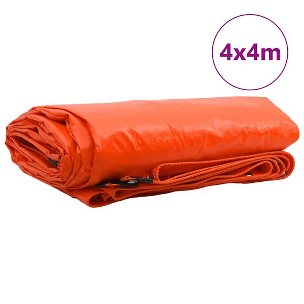 vidaXL Tarpaulin 650g / m&sup2; Orange 4 x 4 m Canvas with PVC Coating