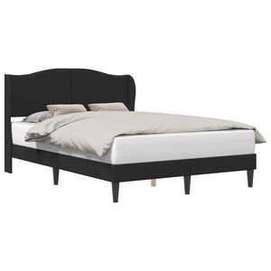vidaXL Bed Frame with Headboard Black 135 x 190 cm Faux Leather