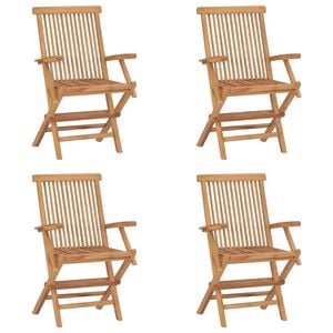 vidaXL Folding Chairs 4 pcs Solid Teak Wood