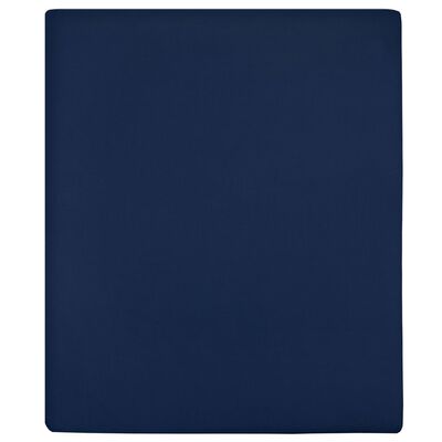 vidaXL Jersey Fitted Sheet Navy Blue 160x200 cm Cotton
