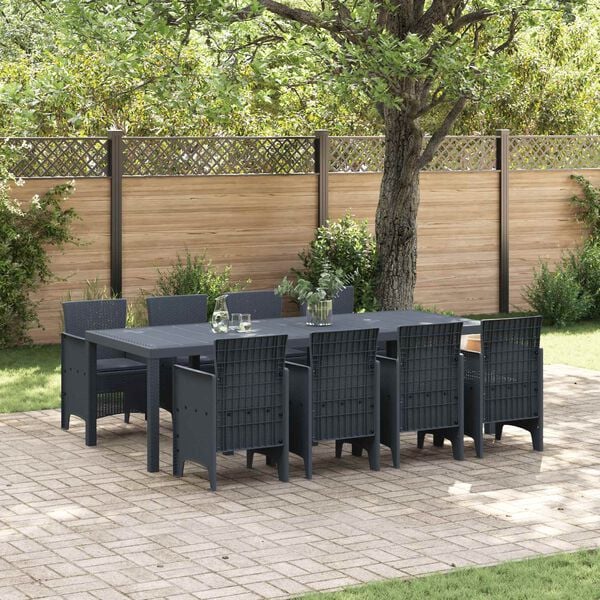 vidaXL Garden Dining Set 9 pcs Anthracite Polypropylene