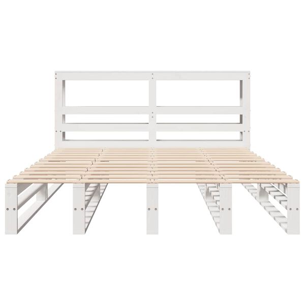 vidaXL Bed Frame without Mattress White 150x200 cm King Size Solid Wood Pine
