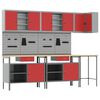 vidaXL Work Cabinet Set with Drawer with Shelf 10 pcs Red and Grey
