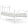 vidaXL Metal Bed Frame without Mattress with Footboard White 75x190cm