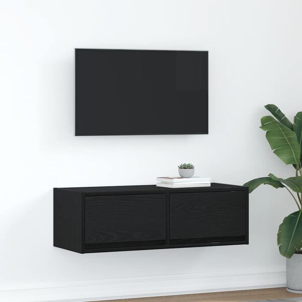 vidaXL TV Cabinet Black Oak 80x31x25.5 cm Engineered Wood