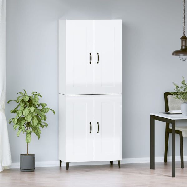 vidaXL Highboard High Gloss White 69.5x34x180 cm Engineered Wood