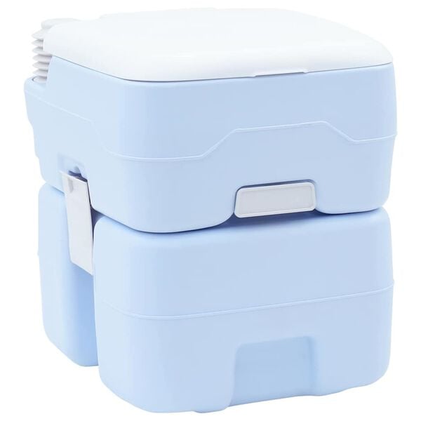 vidaXL Camping Toilet Manual Light Blue and White 41.5 x 36.5 x 42 cm