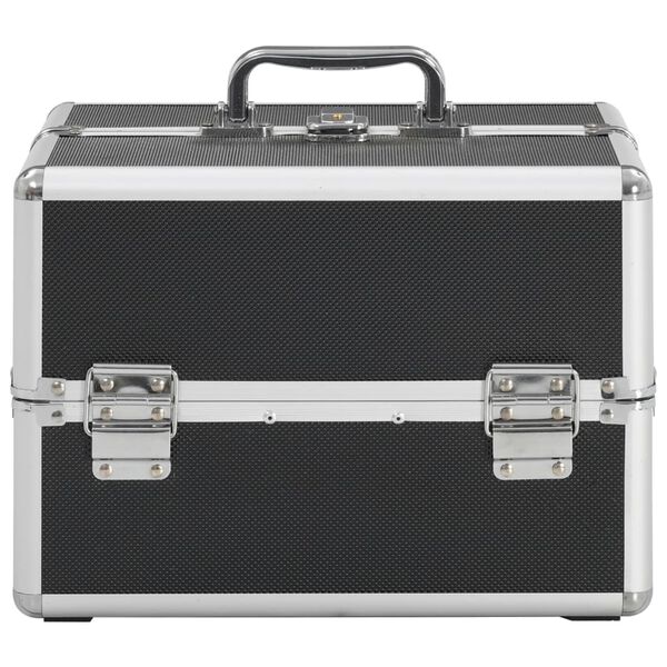 vidaXL Make-up Case 22x30x21 cm Black Aluminium