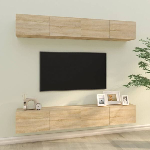 vidaXL Wall TV Cabinets 4 pcs Sonoma Oak 100x30x30 cm