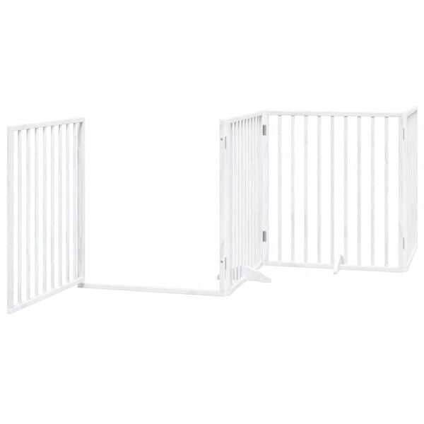 vidaXL Dog Gate with Door Foldable 4 Panels White 320 cm Poplar Wood