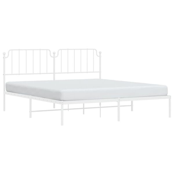 vidaXL Metal Bed Frame without Mattress with Headboard White 180x200cm