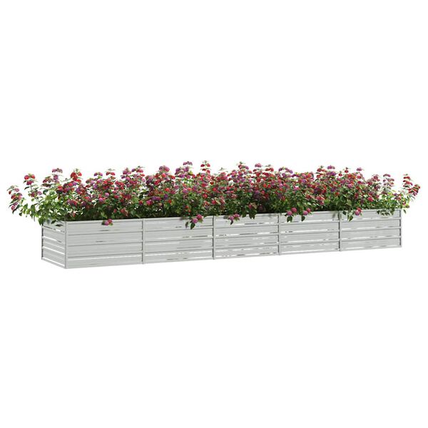 vidaXL Garden Raised Bed 400x80x45 cm Galvanized Steel Silver