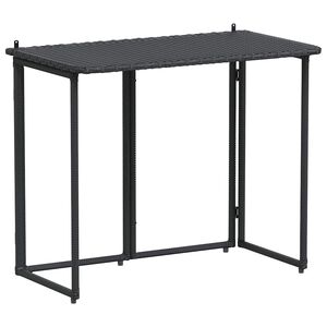 vidaXL Folding Garden Table Black 90x51x75 cm Poly Rattan