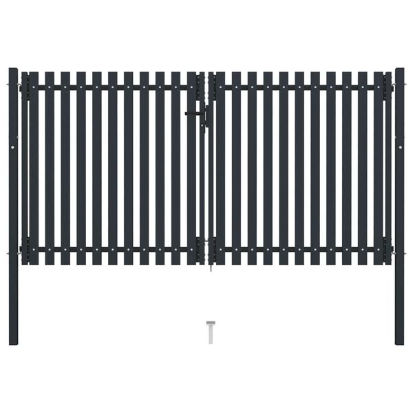 vidaXL Double Door Fence Gate Steel 300x175 cm Anthracite