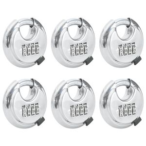 vidaXL Discus Locks with Keys 6 pcs Silver 7 x 2.3 x 7 cm