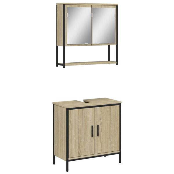 vidaXL 2 Piece Bathroom Furniture Set Sonoma Oak Engineered Wood