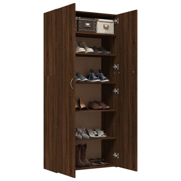 vidaXL Shoe Cabinet Brown Oak 80x35.5x180 cm Engineered Wood