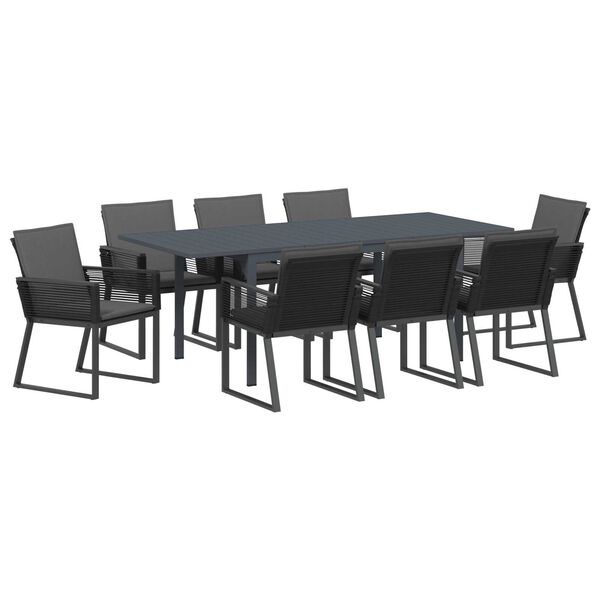 vidaXL Garden Dining Set 9 pcs Black Poly Rattan