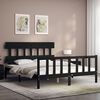 vidaXL Bed Frame without Mattress Black King Size Solid Wood Pine