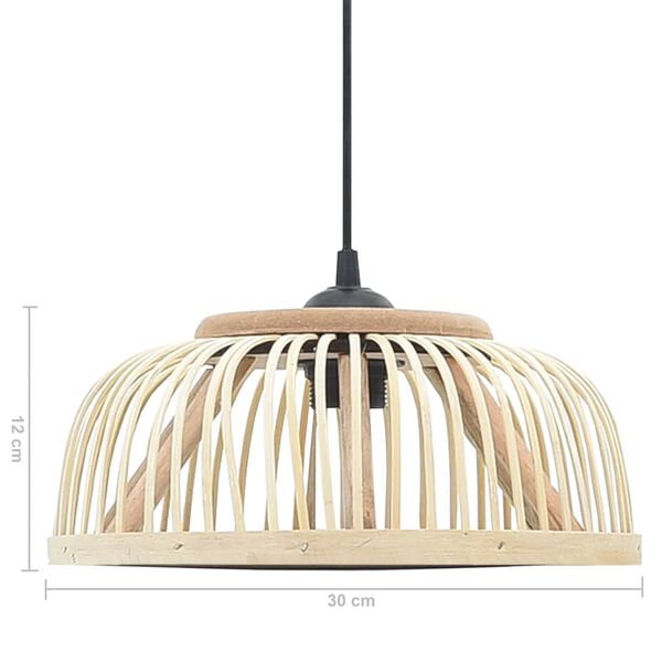 vidaXL Pendant Lamp Bamboo 40 W 30x12 cm Semicircle E27