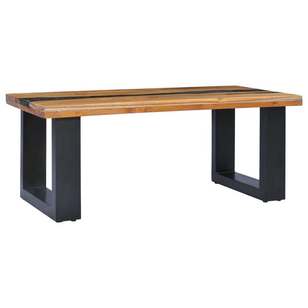 vidaXL Coffee Table 100x50x40 cm Solid Teak Wood and Polyresin