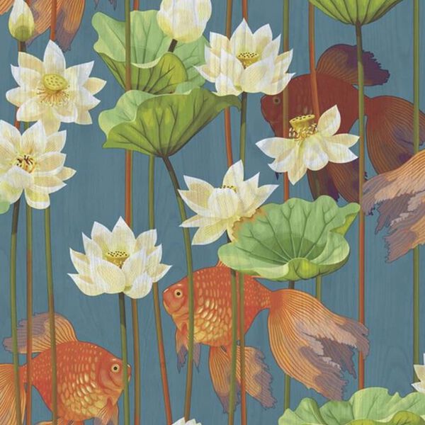 DUTCH WALLCOVERINGS Wallpaper Fish/Flower Blue