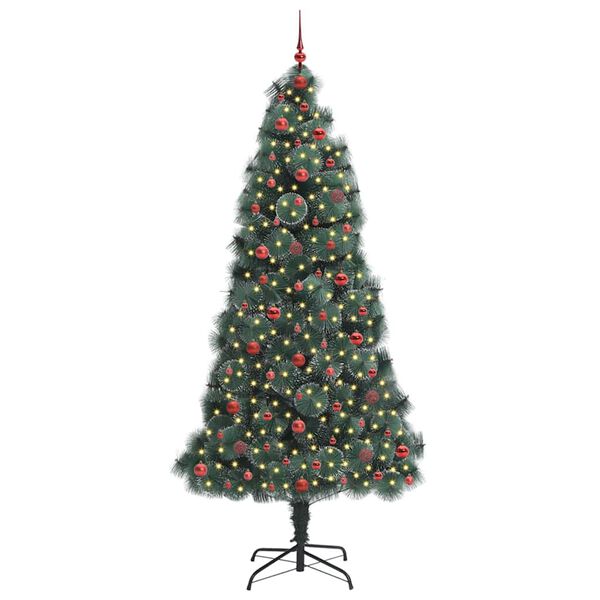 vidaXL Artificial Pre-lit Christmas Tree with Ball Set Green 240 cm