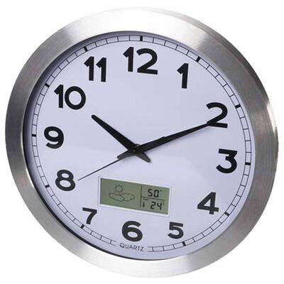 Perel Wall Clock 35 cm White and Sliver
