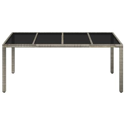 vidaXL Garden Table with Glass Top Grey 190x90x75 cm Poly Rattan