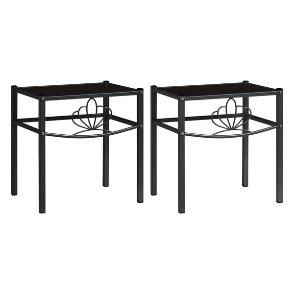 vidaXL Bedside Cabinets 2 pcs Black Metal and Glass