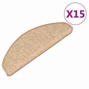 vidaXL Stair Mats 15 pcs 65x21x4 cm Light Brown Half Round Large