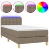 vidaXL Box Spring Bed with Mattress&LED Taupe 100x200cm Fabric