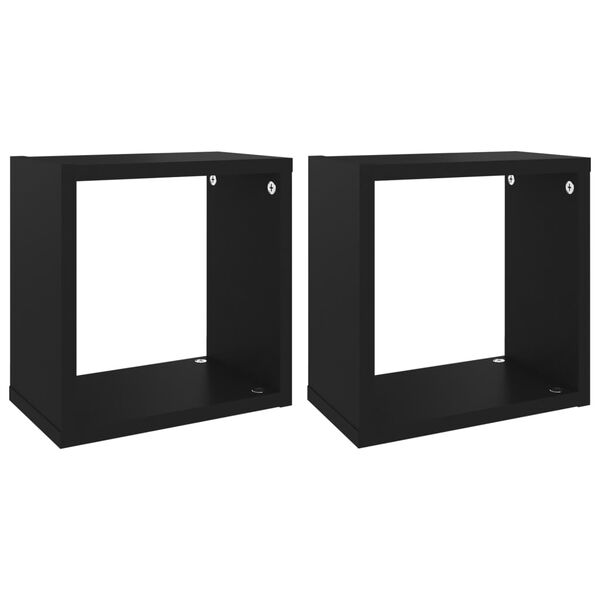 vidaXL Wall Cube Shelves 2 pcs Black 26x15x26 cm