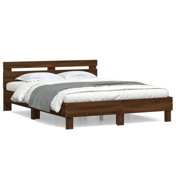 vidaXL Bed Frame without Mattress Brown Oak 140x200 cm